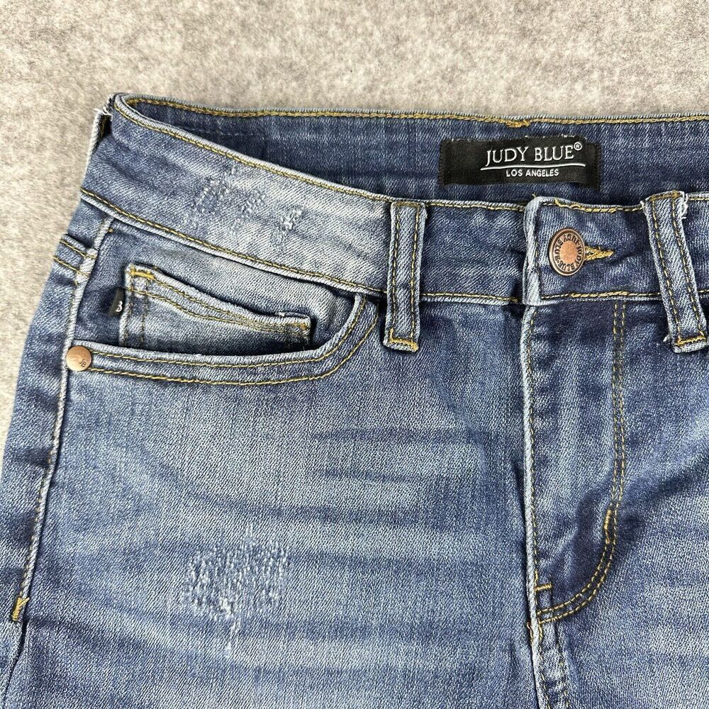 Judy Blue Jeans Womens 28 Distressed Relaxed Fit Dark Wash Everyday Stretch - Picture 3 of 16